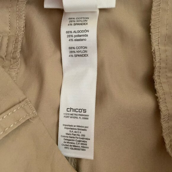 Chicos Ankle Pants Womens 2 US 12 Roll Up Utility Beige Khaki Pockets - Picture 7 of 8